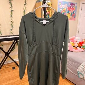 Olive Green Hooded Dress